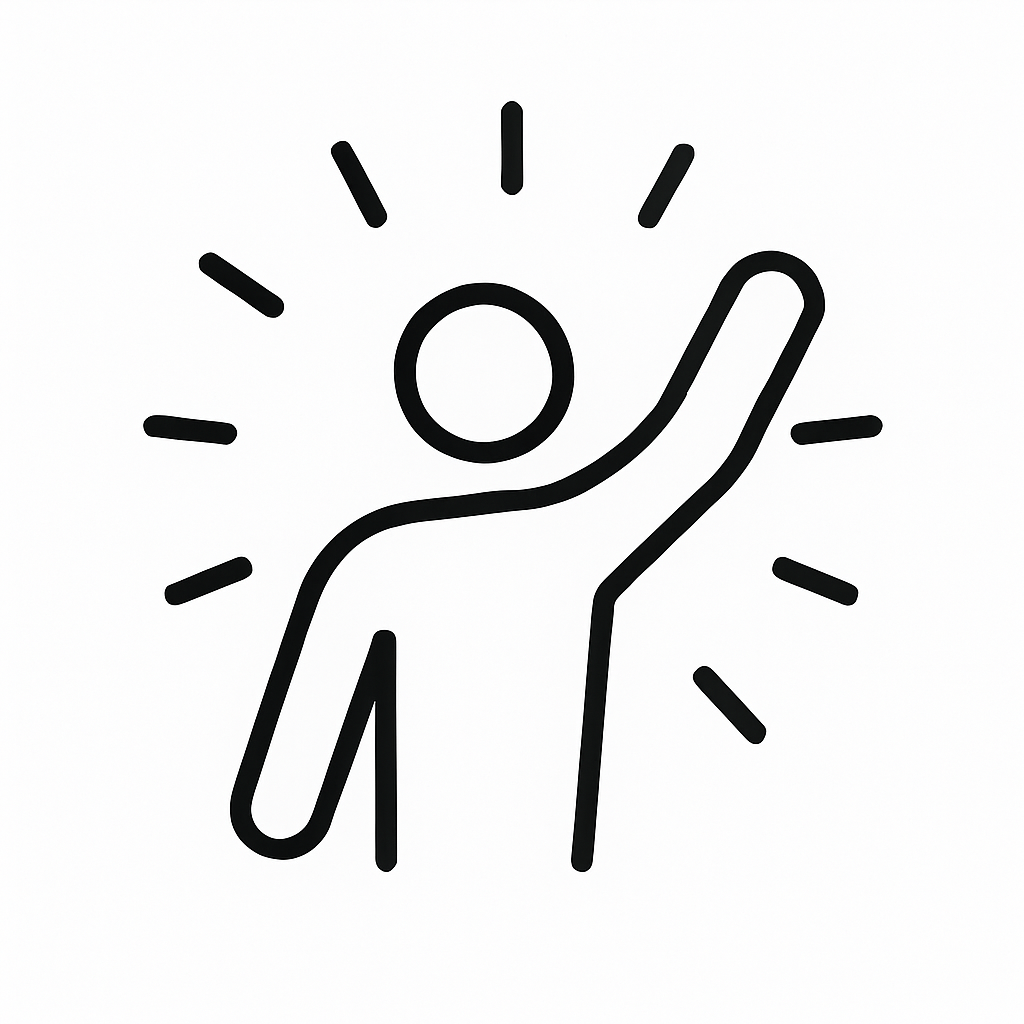 Selbstständigkeit Icon mit stilisierter aktiver Person als Symbol für Eigenverantwortung